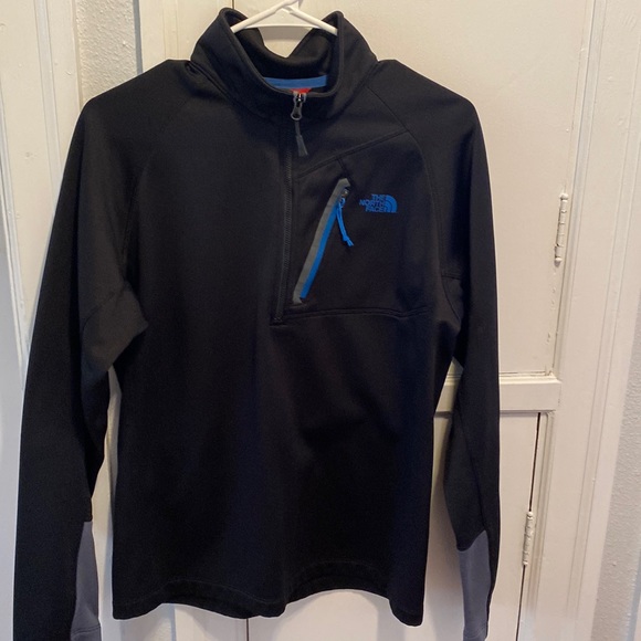 North face black with royal blue trim quarter zip - men’s medium - Picture 1 of 4